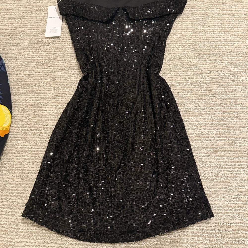 Black Sequin Off-Shoulder Dress